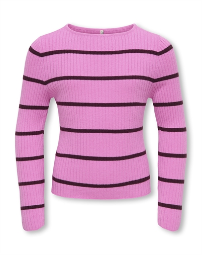 Only - KOGIbi Rib Boatneck Strik - Cyclamen/Winetasting 